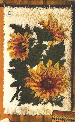 Knüpfteppich Motiv Sonnenblumen gold